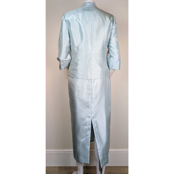 Jessica Howard Ice Blue 2Pc Maxi Asian Styled Embroidered Dress Size 12 Petite - Picture 5 of 11